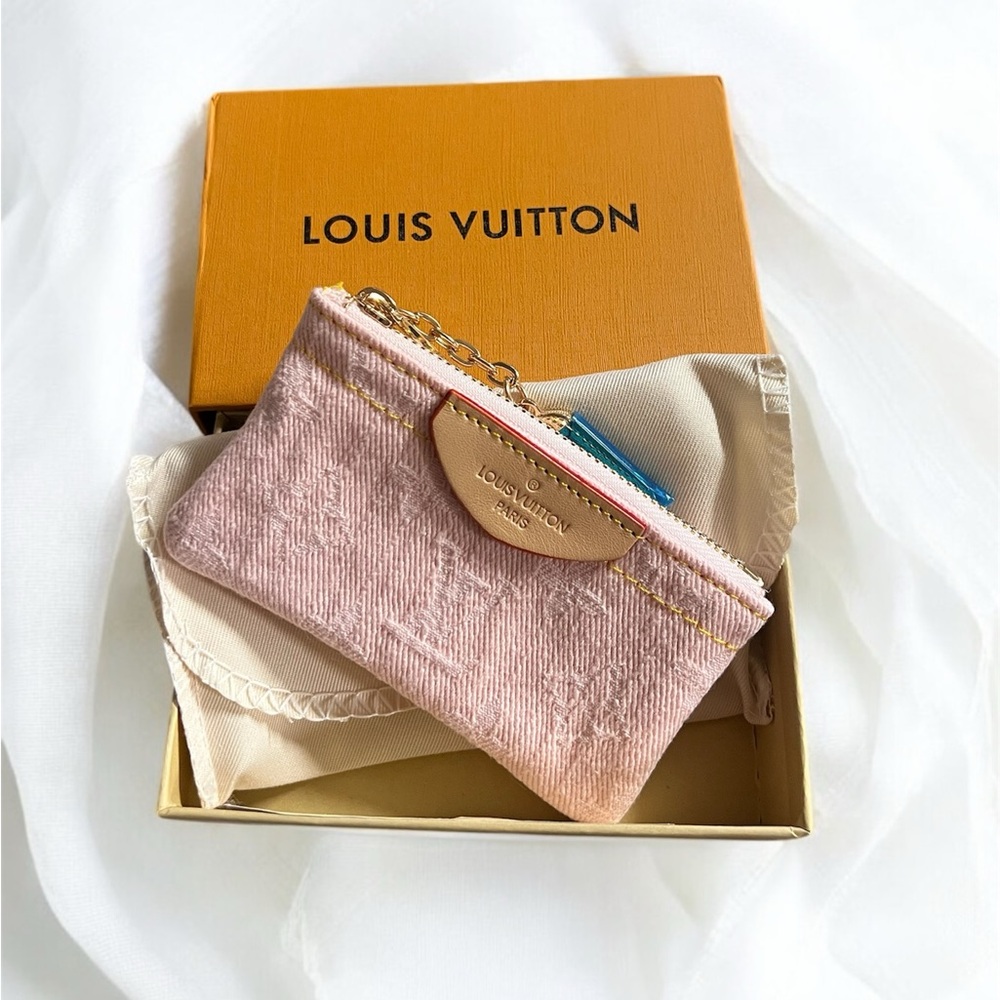 Monogram Pink Denim Key Pouch